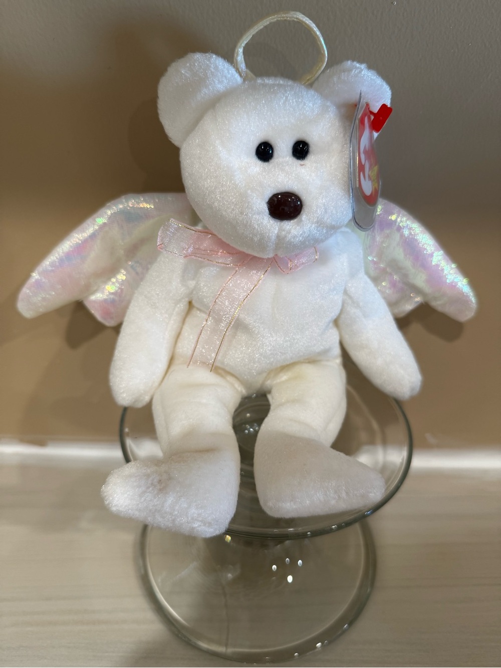 Ty Halo Angel Bear with Iridescent Pink Wings
